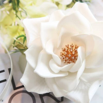 White gardenia hair comb copper collection