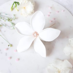 White Plumeria Hairpick